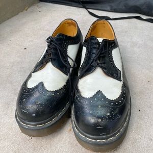 Dr. Martens Black and White Wingtip Brogue Shoes